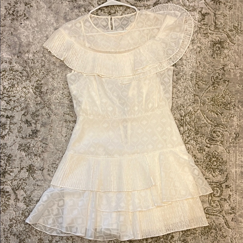 BCBGMaxAzria Cream Ruffle Dress